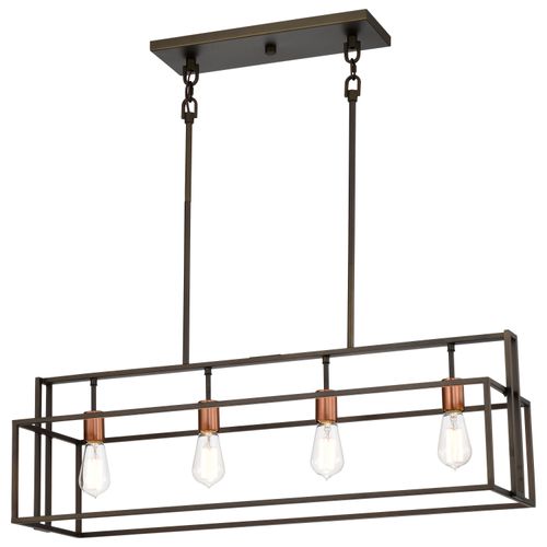 Main product image of Lake 4 Light Island Pendant Forest Bronze w/ Copper Accents Finish