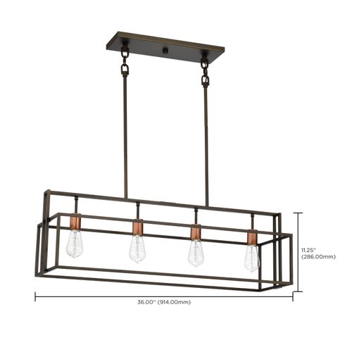 Main product image of Lake 4 Light Island Pendant Forest Bronze w/ Copper Accents Finish