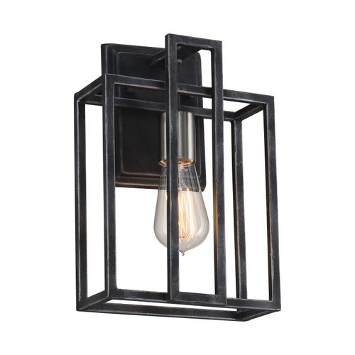 Main product image of Lake 1 Light Wall Sconce Iron Black w/ Brushed Nickel Accents Finish