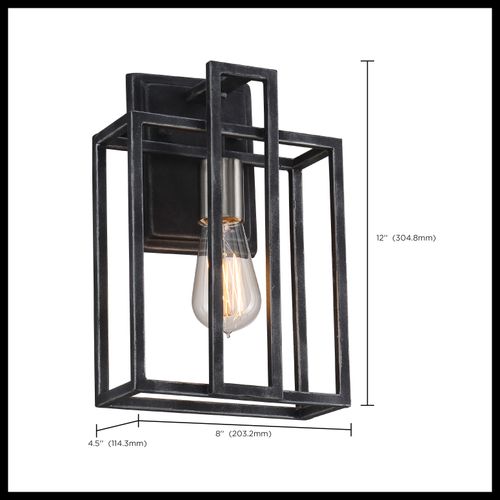 Main product image of Lake 1 Light Wall Sconce Iron Black w/ Brushed Nickel Accents Finish