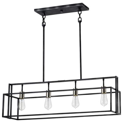 Main product image of Lake 4 Light Island Pendant Iron Black w/ Brushed Nickel Accents Finish