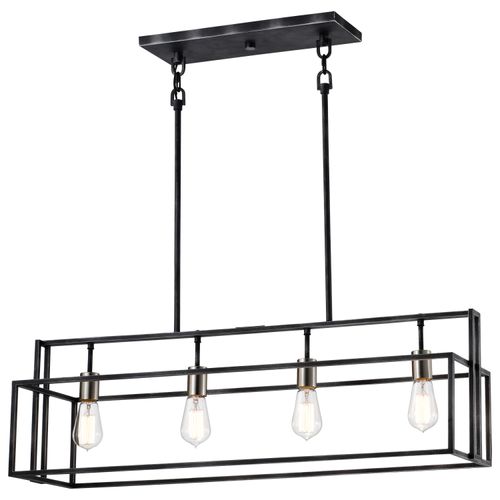 Main product image of Lake 4 Light Island Pendant Iron Black w/ Brushed Nickel Accents Finish