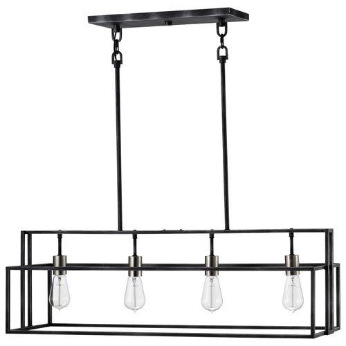 Main product image of Lake 4 Light Island Pendant Iron Black w/ Brushed Nickel Accents Finish