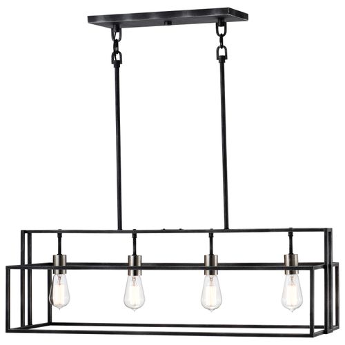 Main product image of Lake 4 Light Island Pendant Iron Black w/ Brushed Nickel Accents Finish