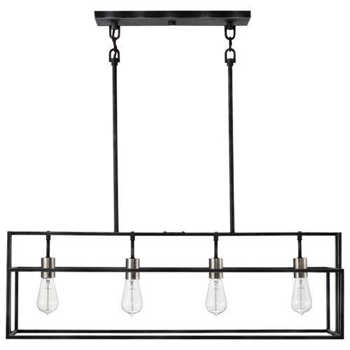 Main product image of Lake 4 Light Island Pendant Iron Black w/ Brushed Nickel Accents Finish