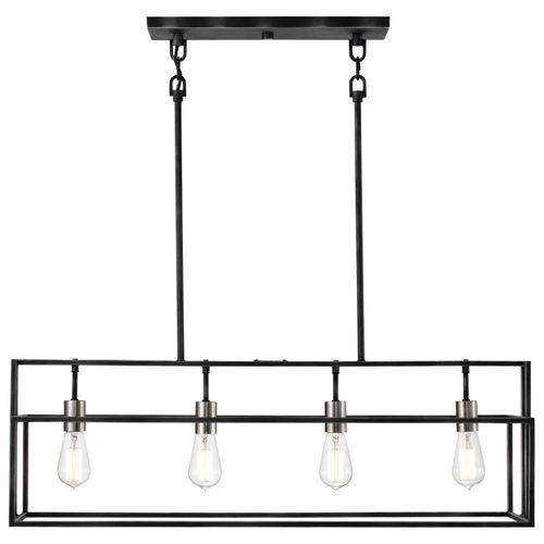 Main product image of Lake 4 Light Island Pendant Iron Black w/ Brushed Nickel Accents Finish