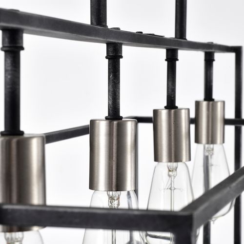 Main product image of Lake 4 Light Island Pendant Iron Black w/ Brushed Nickel Accents Finish