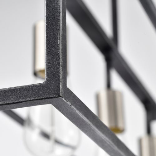 Main product image of Lake 4 Light Island Pendant Iron Black w/ Brushed Nickel Accents Finish