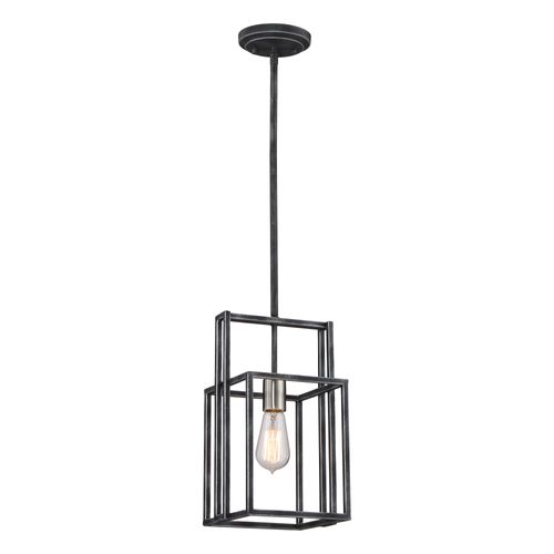 Main product image of Lake 1 Light Mini Pendant Iron Black w/ Brushed Nickel Accents Finish