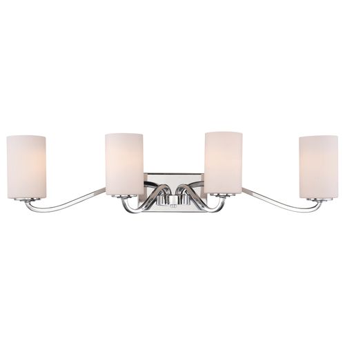 Main product image of Willow 4 Light Vanity Polished Nickel w/ White Glass