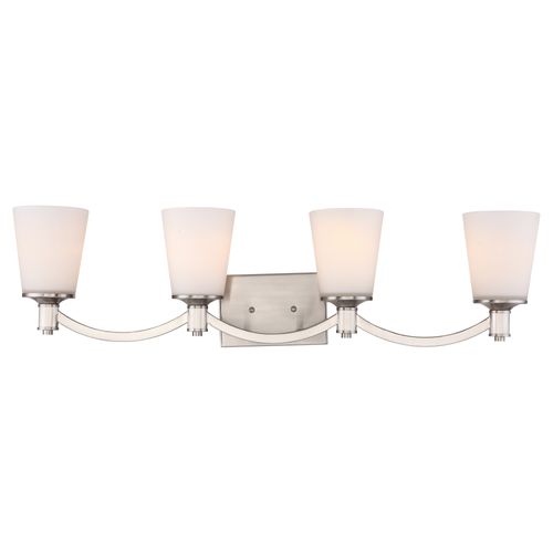Main product image of Laguna 4 Light Vanity Brushed Nickel w/ White Glass