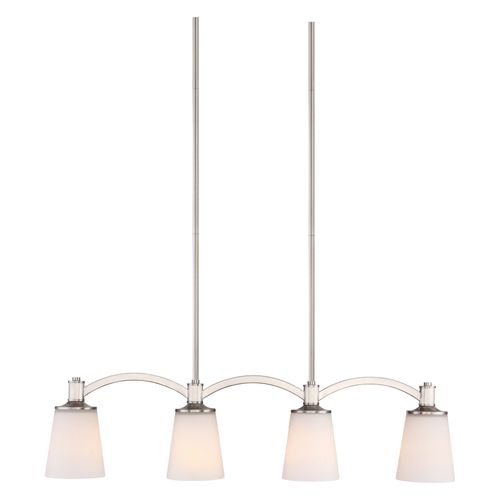 Main product image of Laguna 4 Light Island Pendant Brushed Nickel w/ White Glass