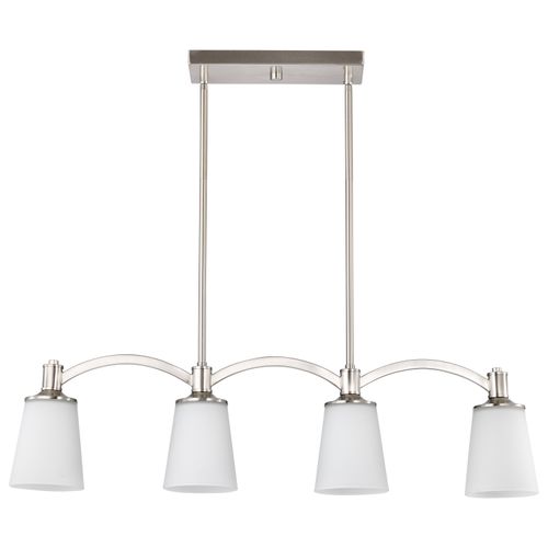 Main product image of Laguna 4 Light Island Pendant Brushed Nickel w/ White Glass