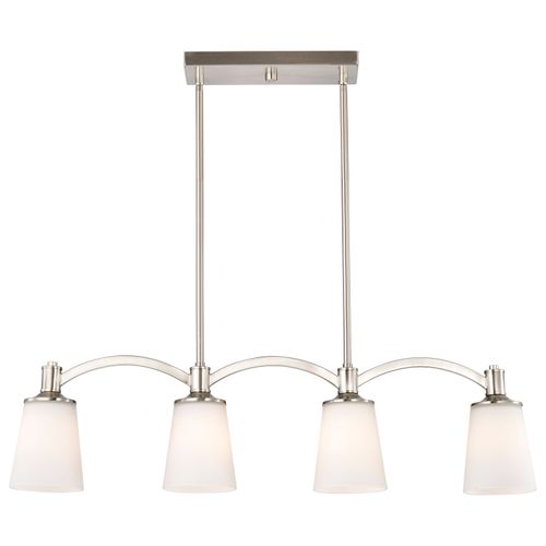 Main product image of Laguna 4 Light Island Pendant Brushed Nickel w/ White Glass