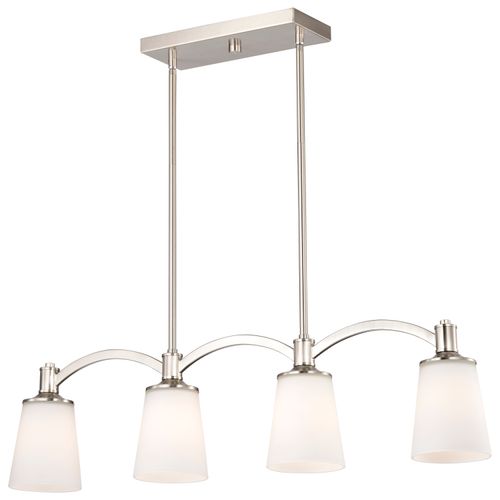 Main product image of Laguna 4 Light Island Pendant Brushed Nickel w/ White Glass