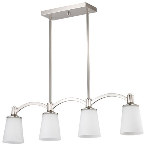 Main product image of Laguna 4 Light Island Pendant Brushed Nickel w/ White Glass