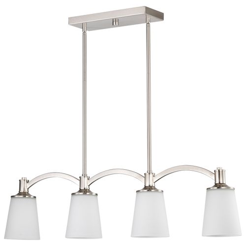 Main product image of Laguna 4 Light Island Pendant Brushed Nickel w/ White Glass