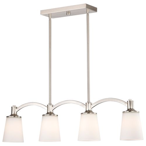 Main product image of Laguna 4 Light Island Pendant Brushed Nickel w/ White Glass
