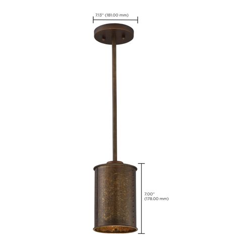Main product image of Kettle 1 Light Mini Pendant w/ 60W Vintage Lamp Included Weathered Brass Finish
