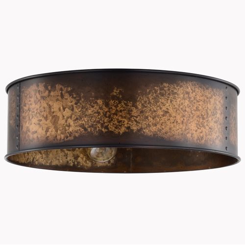 Main product image of Kettle 3 Light Flush Fixture w/ 60W Vintage Lamps Included Weathered Brass Finish