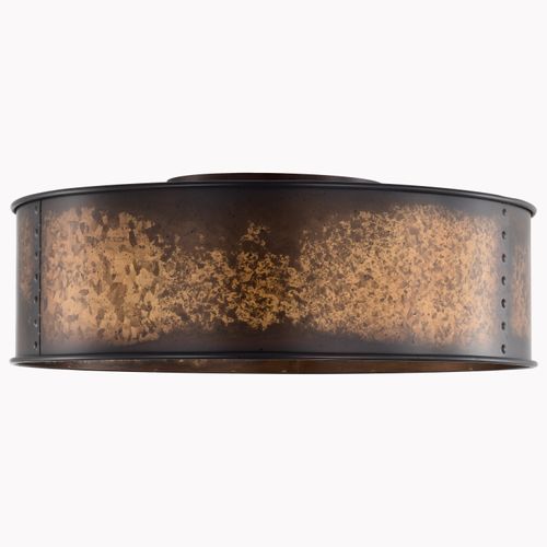 Main product image of Kettle 3 Light Flush Fixture w/ 60W Vintage Lamps Included Weathered Brass Finish