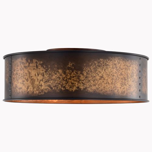 Main product image of Kettle 3 Light Flush Fixture w/ 60W Vintage Lamps Included Weathered Brass Finish
