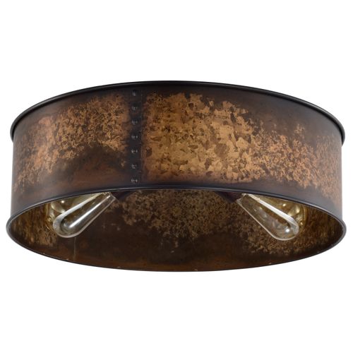 Main product image of Kettle 3 Light Flush Fixture w/ 60W Vintage Lamps Included Weathered Brass Finish