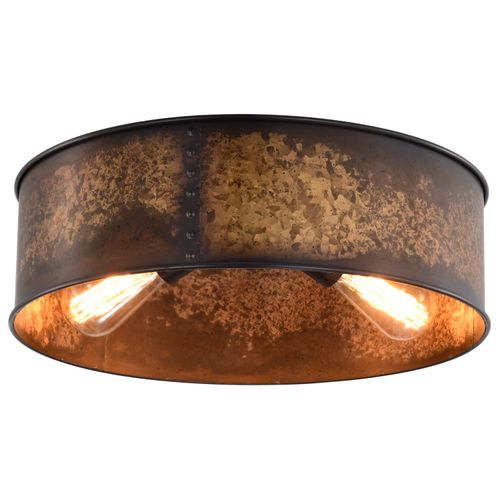Main product image of Kettle 3 Light Flush Fixture w/ 60W Vintage Lamps Included Weathered Brass Finish