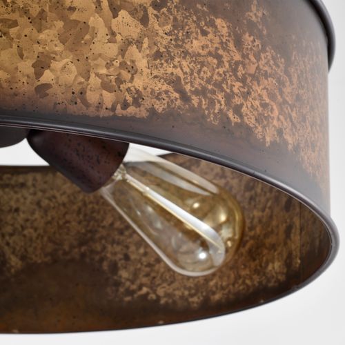 Main product image of Kettle 3 Light Flush Fixture w/ 60W Vintage Lamps Included Weathered Brass Finish