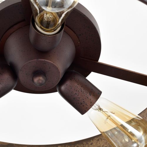 Main product image of Kettle 3 Light Flush Fixture w/ 60W Vintage Lamps Included Weathered Brass Finish
