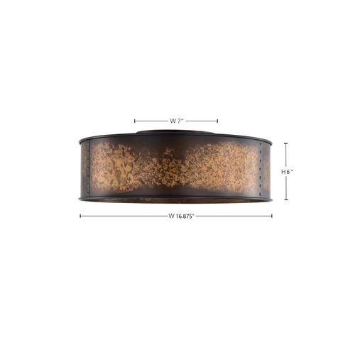Main product image of Kettle 3 Light Flush Fixture w/ 60W Vintage Lamps Included Weathered Brass Finish