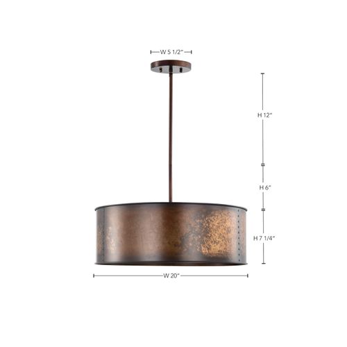 Main product image of Kettle 4 Light Pendant w/ 60W Vintage Lamps Included Weathered Brass Finish