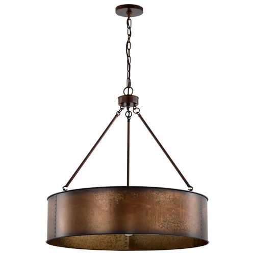 Main product image of Kettle 5 Light Oversized Pendant w/ 60W Vintage Lamps Included Weathered Brass Finish
