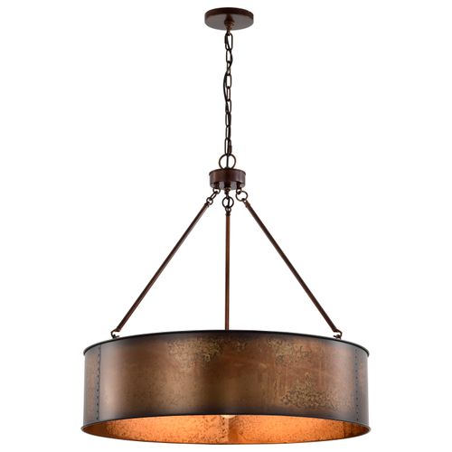 Main product image of Kettle 5 Light Oversized Pendant w/ 60W Vintage Lamps Included Weathered Brass Finish