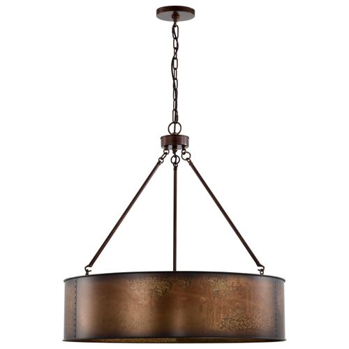 Main product image of Kettle 5 Light Oversized Pendant w/ 60W Vintage Lamps Included Weathered Brass Finish