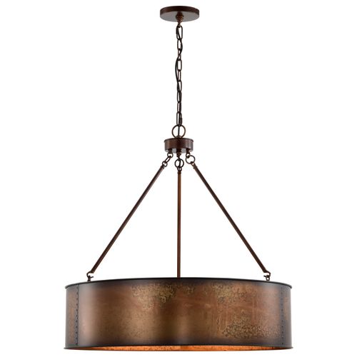 Main product image of Kettle 5 Light Oversized Pendant w/ 60W Vintage Lamps Included Weathered Brass Finish
