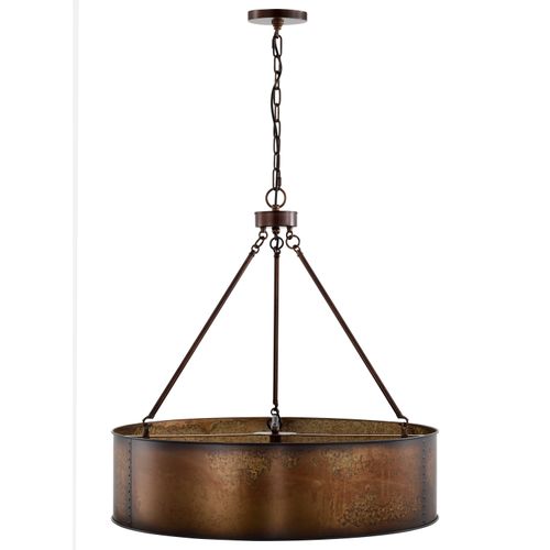 Main product image of Kettle 5 Light Oversized Pendant w/ 60W Vintage Lamps Included Weathered Brass Finish