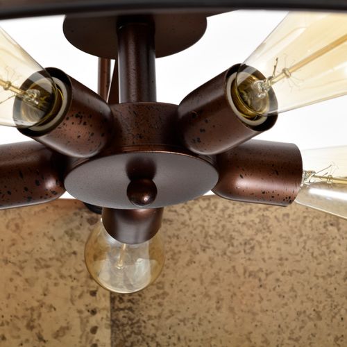 Main product image of Kettle 5 Light Oversized Pendant w/ 60W Vintage Lamps Included Weathered Brass Finish