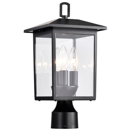Main product image of Jamesport Collection Outdoor 15 inch Post Light Pole Lantern Matte Black w/ Clear Glass