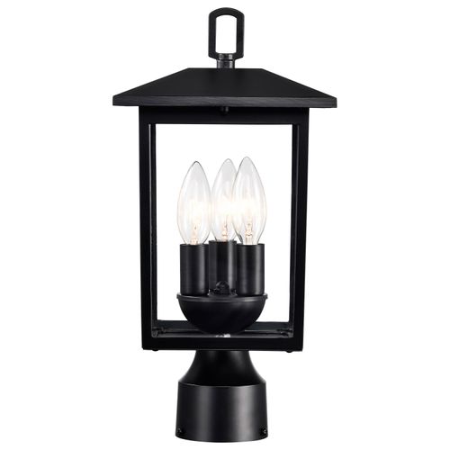 Main product image of Jamesport Collection Outdoor 15 inch Post Light Pole Lantern Matte Black w/ Clear Glass