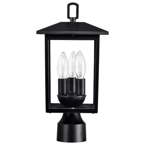 Main product image of Jamesport Collection Outdoor 15 inch Post Light Pole Lantern Matte Black w/ Clear Glass