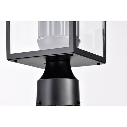 Main product image of Jamesport Collection Outdoor 15 inch Post Light Pole Lantern Matte Black w/ Clear Glass