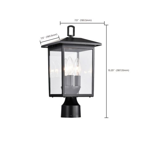Main product image of Jamesport Collection Outdoor 15 inch Post Light Pole Lantern Matte Black w/ Clear Glass