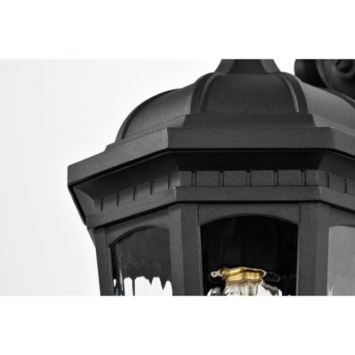 Main product image of East River Collection Outdoor 16 inch Large Wall Light Matte Black Finish w/ Clear Water Glass