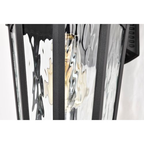 Main product image of East River Collection Outdoor 16 inch Large Wall Light Matte Black Finish w/ Clear Water Glass