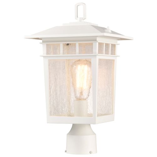 Main product image of Cove Neck Collection Outdoor Large 16 inch Post Light Pole Lantern White Finish w/ Clear Seeded Glass