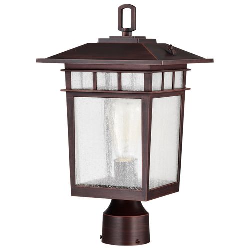 Main product image of Cove Neck Collection Outdoor Large 16 inch Post Light Pole Lantern Rustic Bronze Finish w/ Clear Seeded Glass