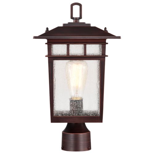 Main product image of Cove Neck Collection Outdoor Large 16 inch Post Light Pole Lantern Rustic Bronze Finish w/ Clear Seeded Glass