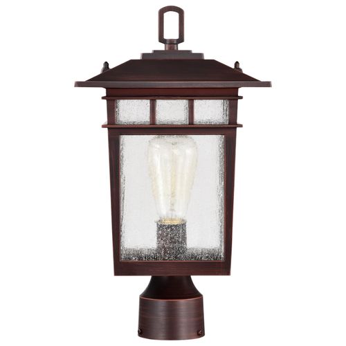 Main product image of Cove Neck Collection Outdoor Large 16 inch Post Light Pole Lantern Rustic Bronze Finish w/ Clear Seeded Glass