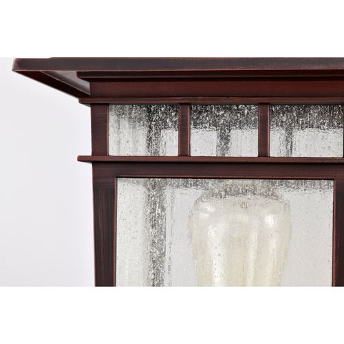 Main product image of Cove Neck Collection Outdoor Large 16 inch Post Light Pole Lantern Rustic Bronze Finish w/ Clear Seeded Glass